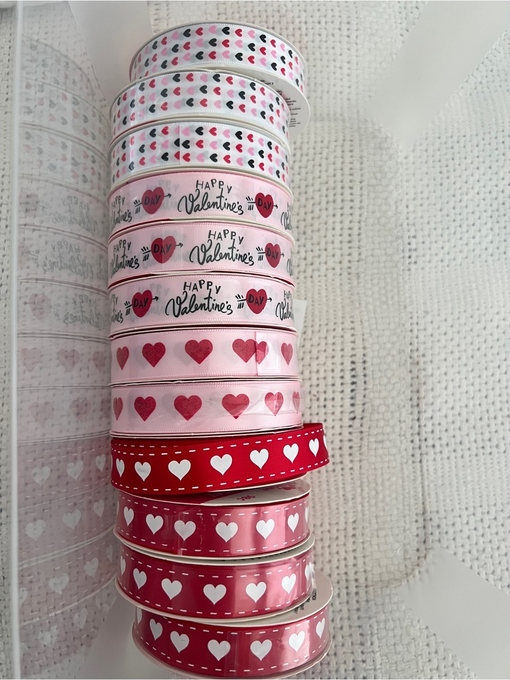 Valentine’s Day Multicolor Printed Craft Ribbon Spools Lot 5/8" X 9 Feet